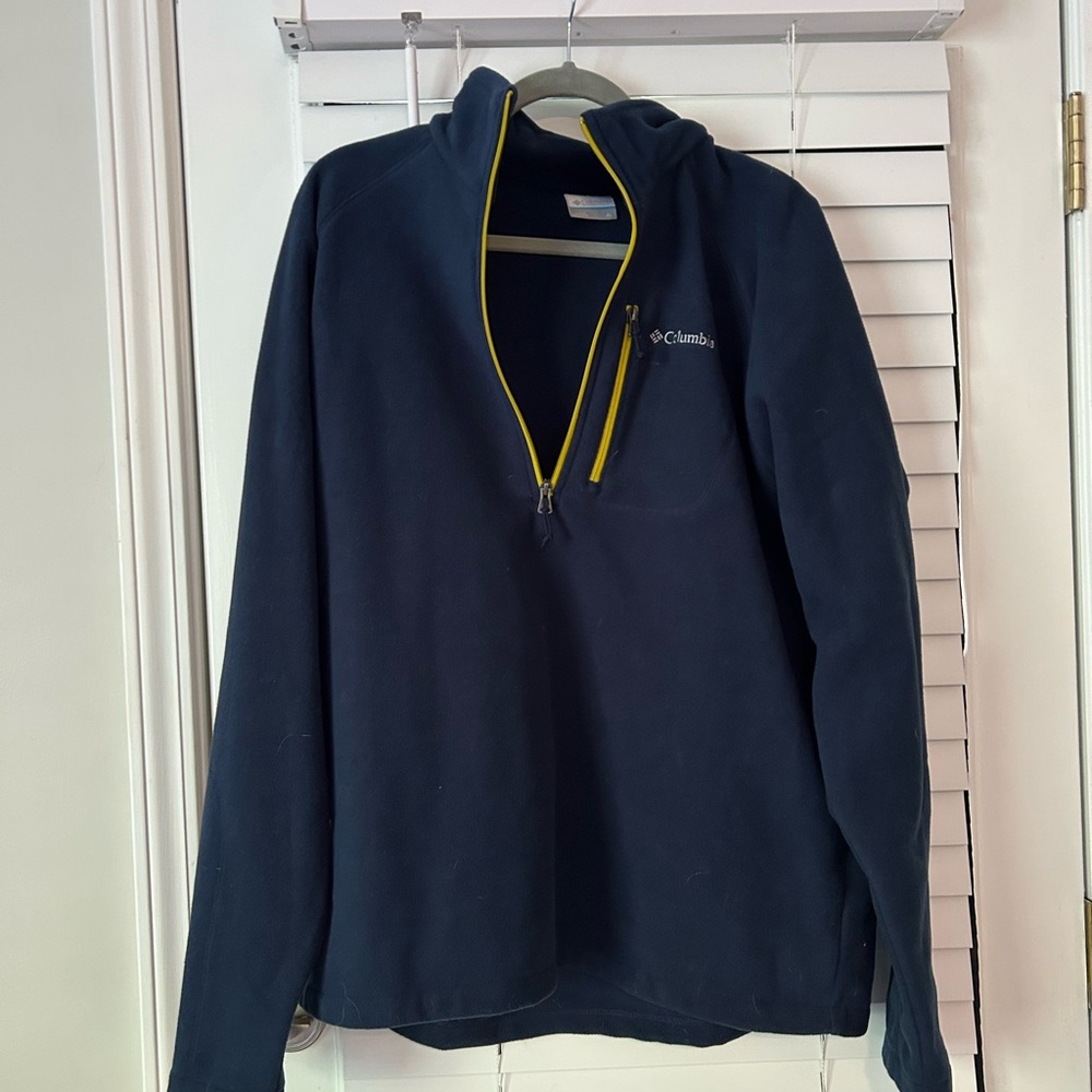 Columbia Blue and Yellow Zip Up Sweater